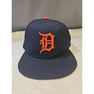 Detroit Tigers Hat Cap Mens Blue Orange Mens 6 3/8 New Era 59Fifty On Field MLB
